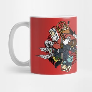 santa and krampus taijitu Mug